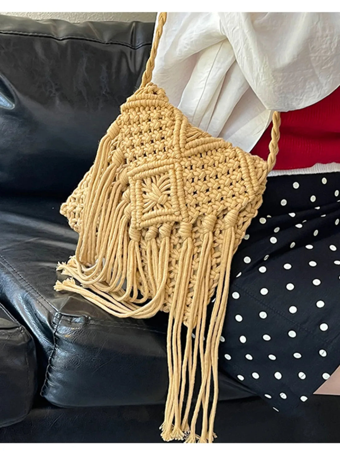 woven leather crossbody bag