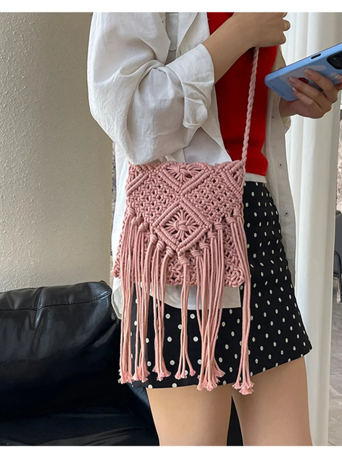 woven leather crossbody bag